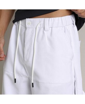 Men's Chalk White Relaxed-Panel Cargo Trousers
