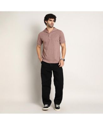 Men's Pastel Brown Tactitle Spread-Polo T-Shirt