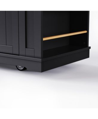 Rolling Kitchen Island Cart with Drop Leaf & Storage