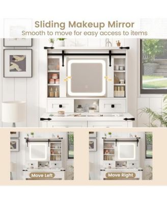 Makeup Vanity Desk with Mirror and Adjustable Storage Shelves