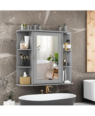 Wall-Mounted Bathroom Mirror Cabinet with Storage Shelves