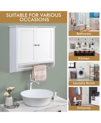Wall Mounted Bathroom Storage Medicine Cabinet with Towel Bar