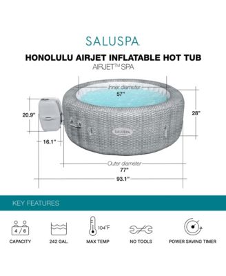 SaluSpa Honolulu AirJet Inflatable Hot Tub with 140 Soothing Jets, Gray
