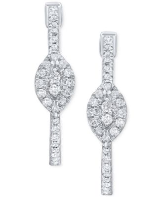Diamond Cluster Small Hoop Earrings (1/3 ct. t.w.) in 10k White Gold 