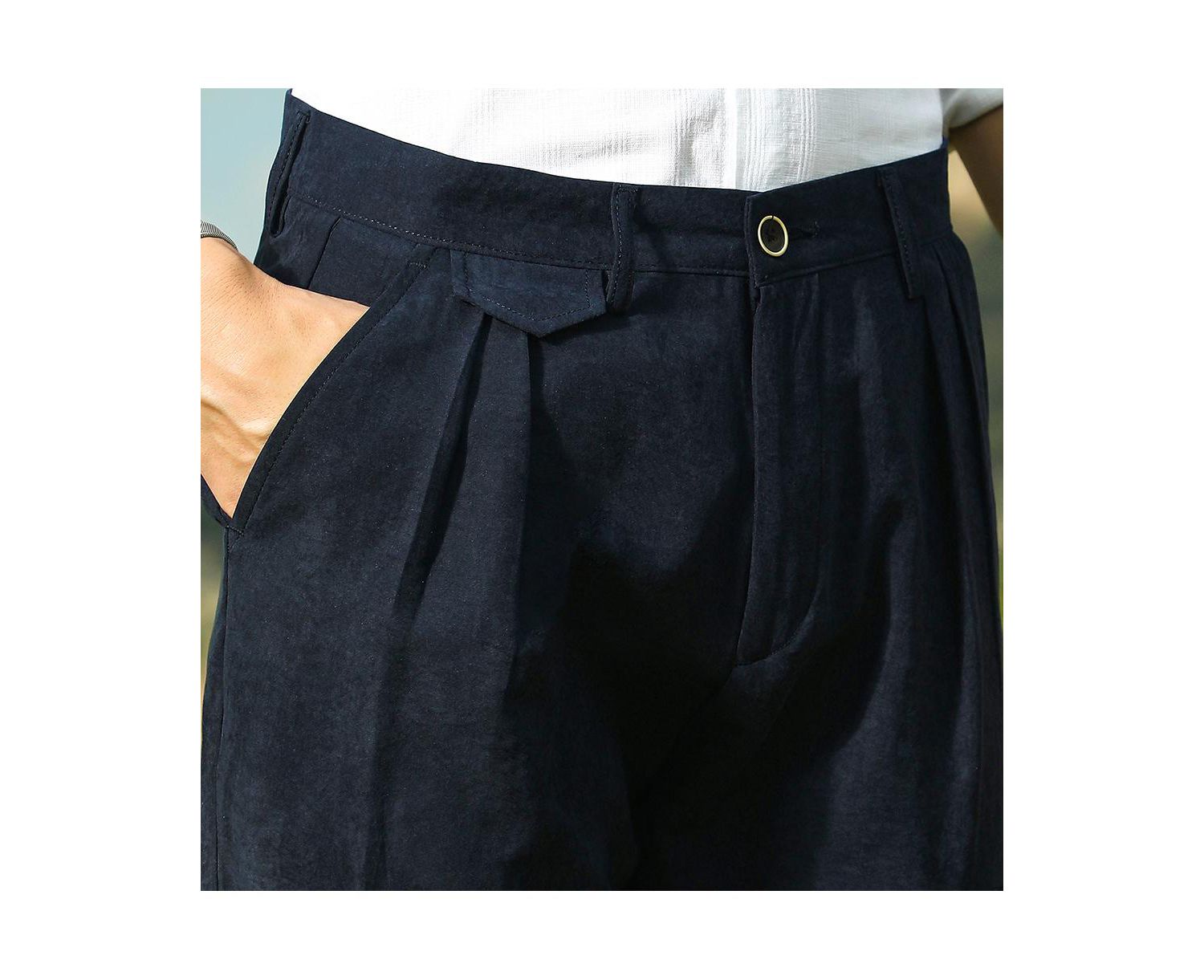 Men's Prussian Blue Velvique Tailored Trousers