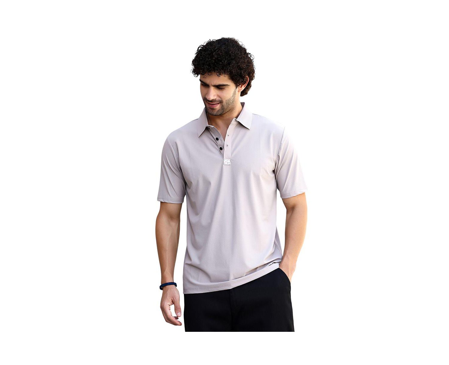 Men's Saltbox Beige Seamless Cuboid Polo T-Shirt