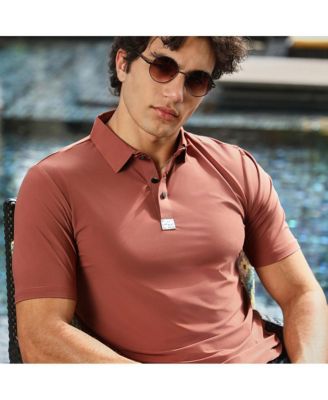 Men's Sienna Brown Seamless Solid Polo T-Shirt