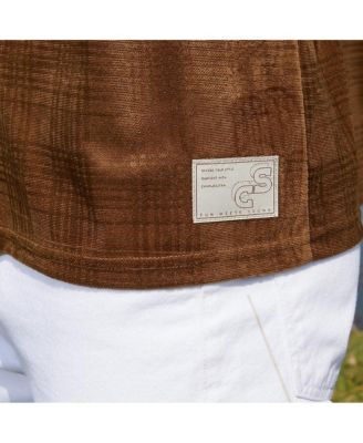 Men's Chocolate Brown Tartan-Plaid Oversized T-Shirt