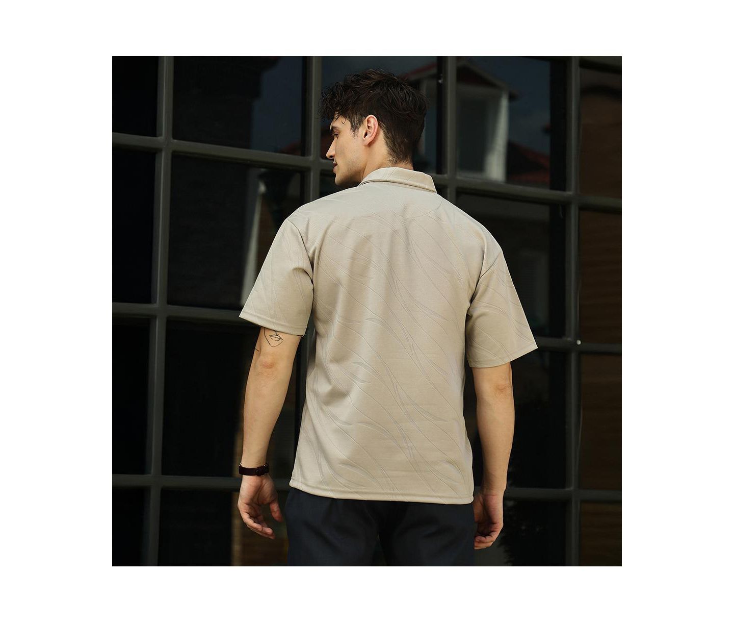 Мужская футболка Cahoot Campus Sutra Sand Beige Scratch-Tactile Polo, цвет: Бежевый / Хаки — фото 5