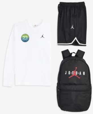 Big Boys Jumpman Global Rise Graphic T-Shirt, Taping Mesh Shorts & Jumpman Backpack