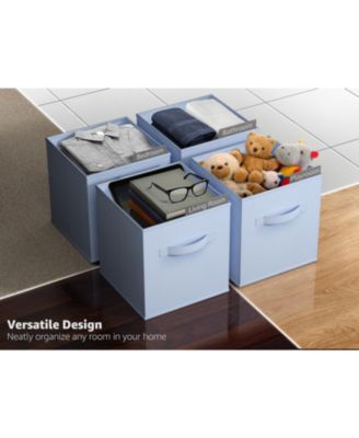 13 Inch Foldable Fabric Storage Cube Bin with Handles- for Organizing Home, Shelves, Nursery, Playroom, Closet and More 13" L x 13" W x 13" H