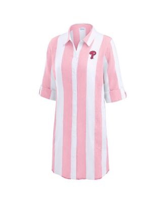 Women's&nbsp;Pink Philadelphia Phillies Rugby Beach Boyfriend Full-Button Top