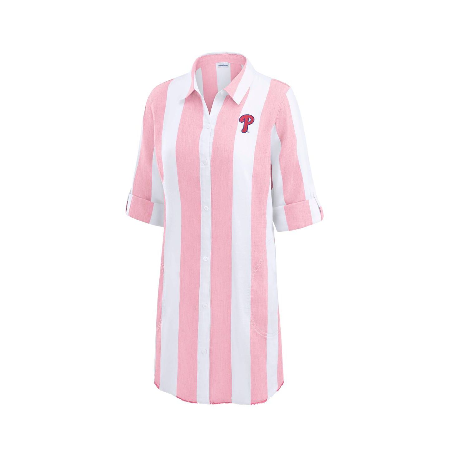 Женский топ Tommy Bahama Pink Philadelphia Phillies Rugby Beach Boyfriend Full-Button — фото 2