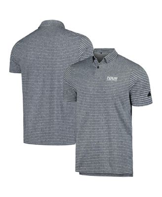 adidas - Men's Charcoal TOUR Championship Go-To Striped Tri-Blend AEROREADY Golf Polo Shirt
