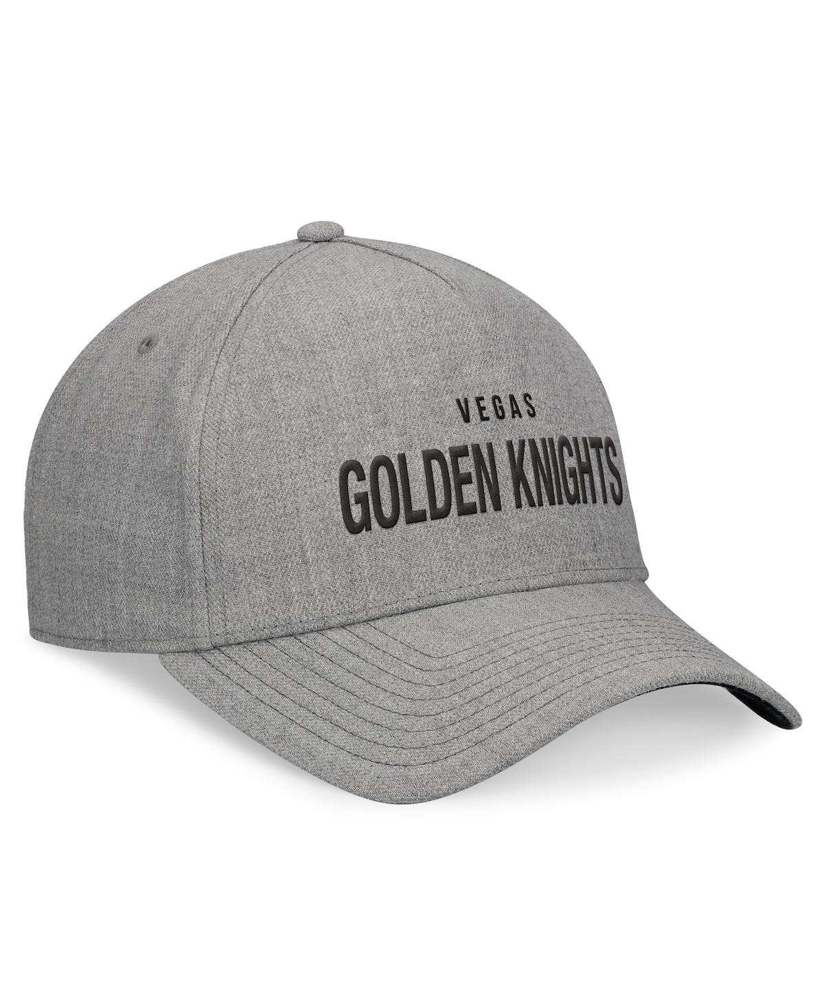 Fanatics Men's Heather Gray Vegas Golden Knights Elements A-frame Leather Strap Back Hat