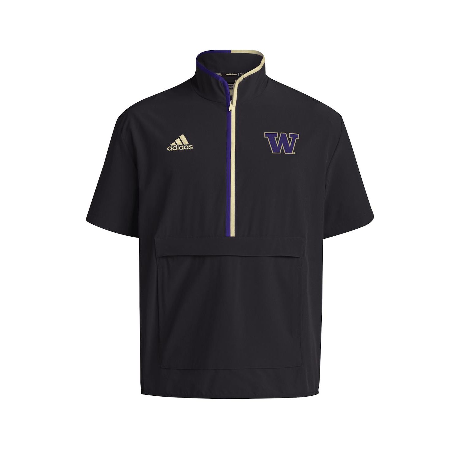 Men's Black Washington Huskies 2024 Coaches Sideline Half-Zip Short Sleeve Jacket