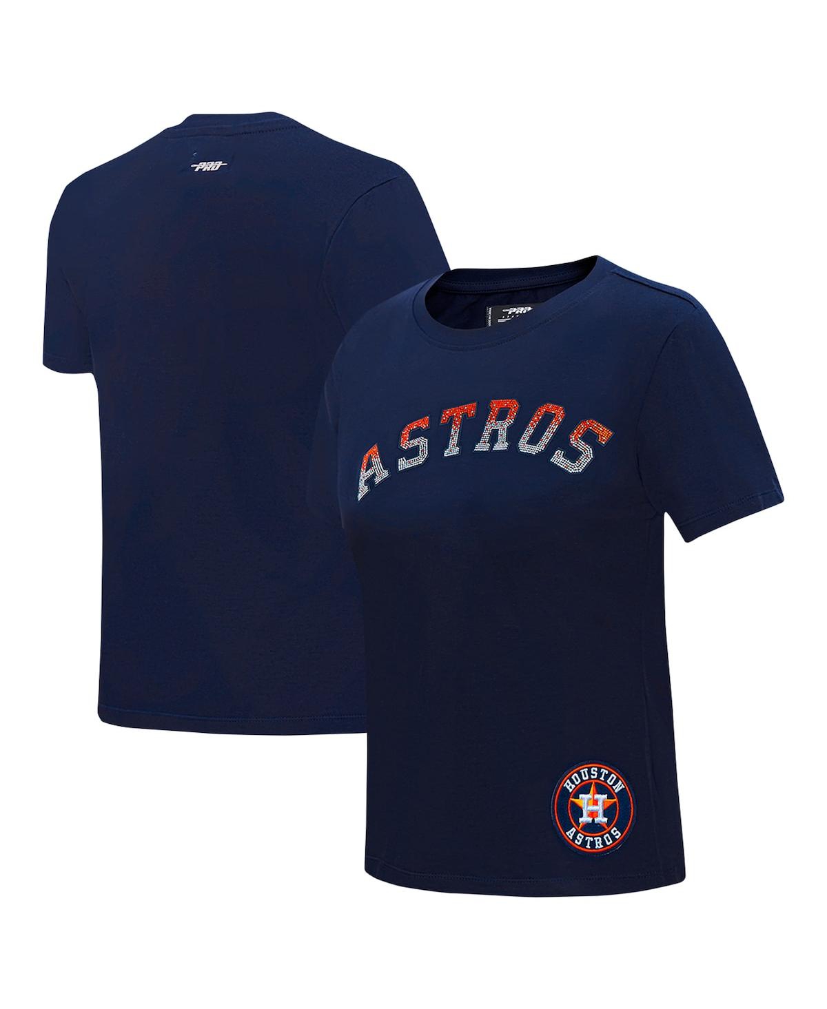 Women's Navy Houston Astros Rhinestone Slim Fit T-Shirt - Navy