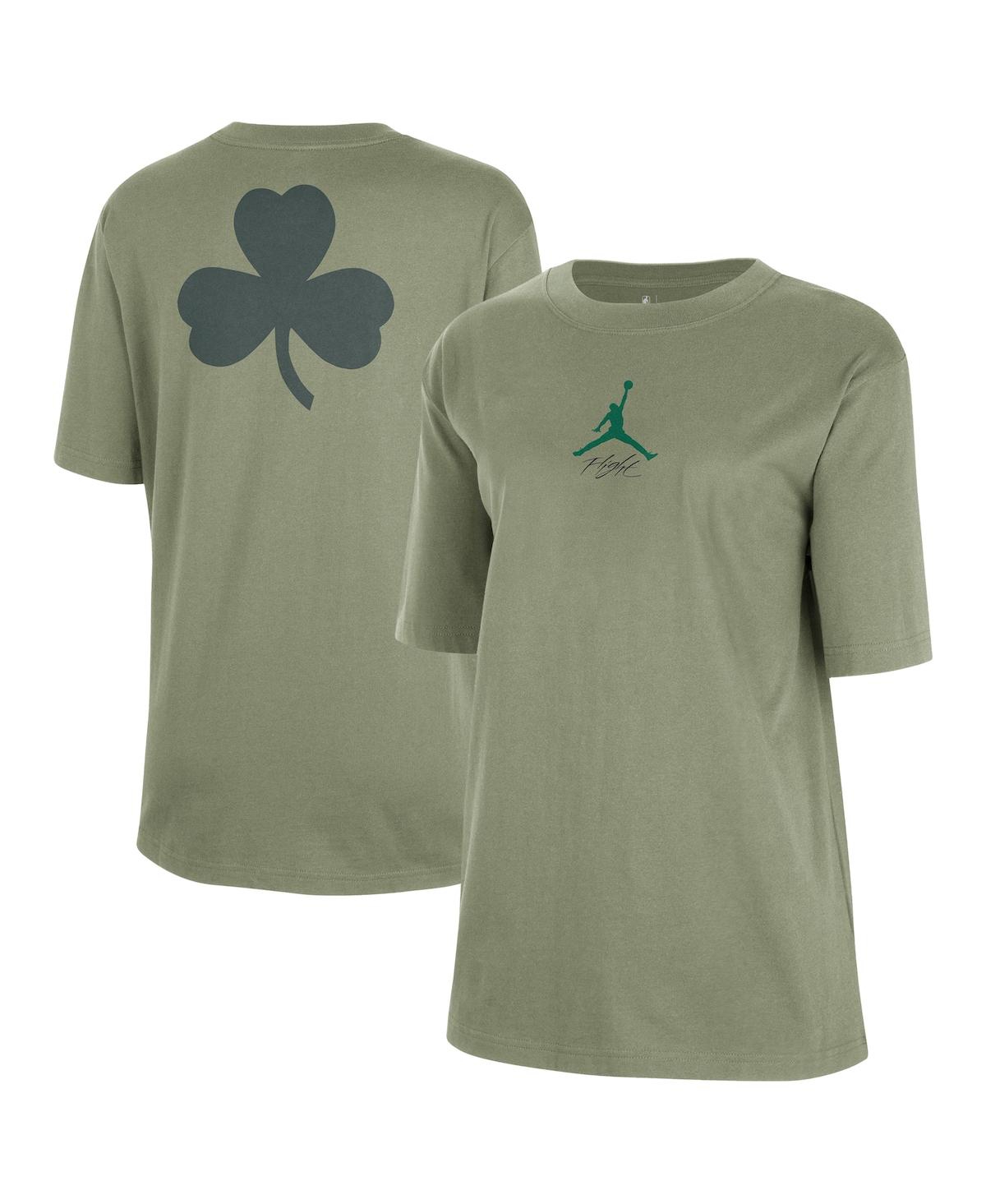 JORDAN WOMEN'S GREEN BOSTON CELTICS COURTSIDE STATEMENT EDITION BOYFRIEND T-SHIRT 