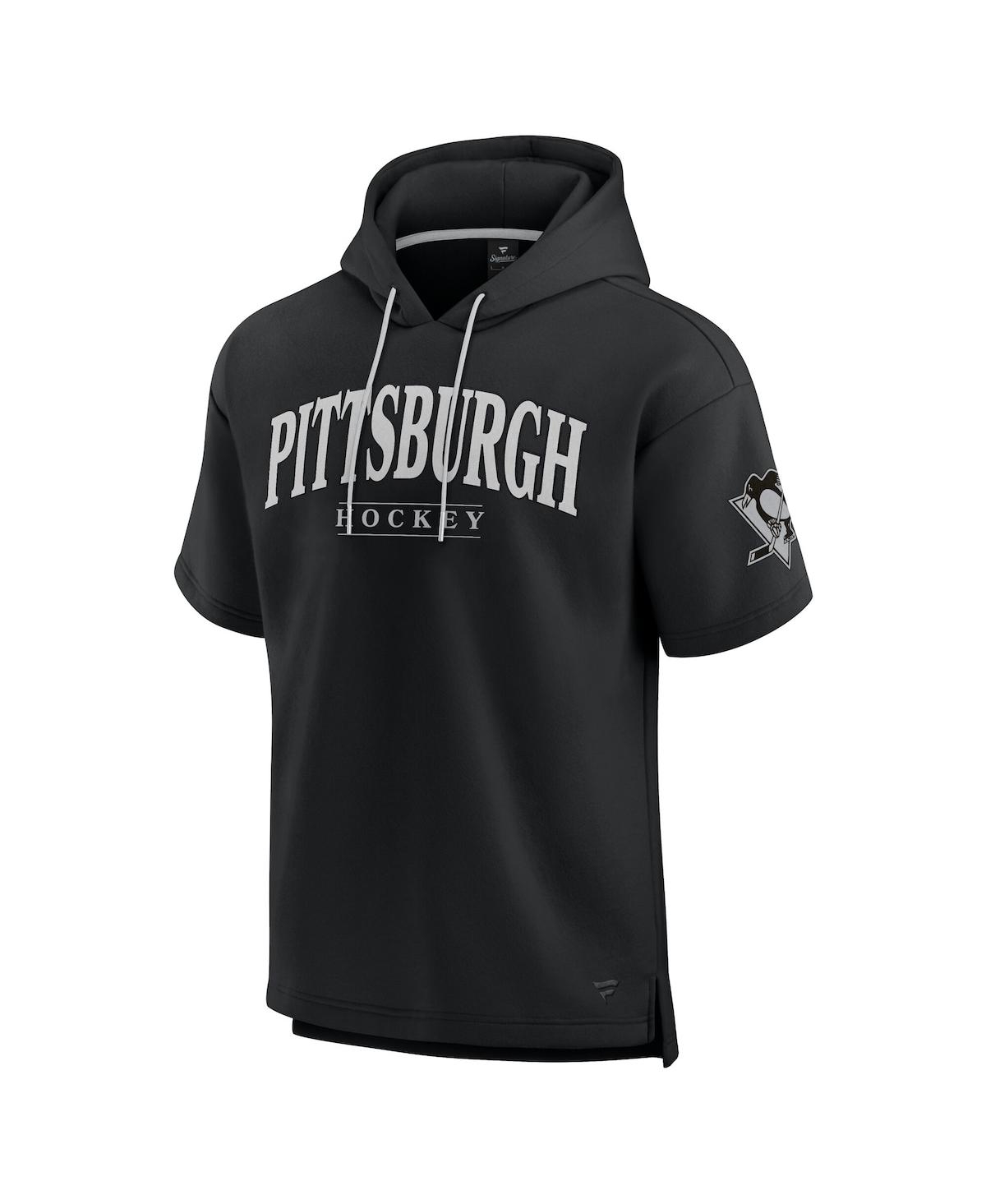 Fanatics Men's Black Pittsburgh Penguins Elements Ready Short Sleeve Pullover Hoodie In Black