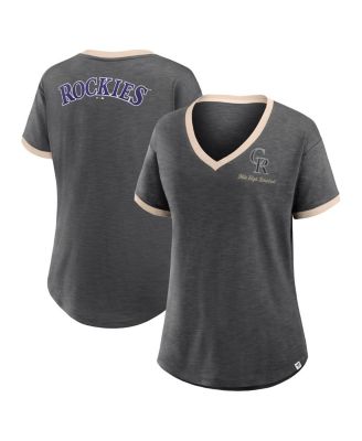 Women's Black Colorado Rockies Binge Worthy Stadium Slub V-Neck T-Shirt