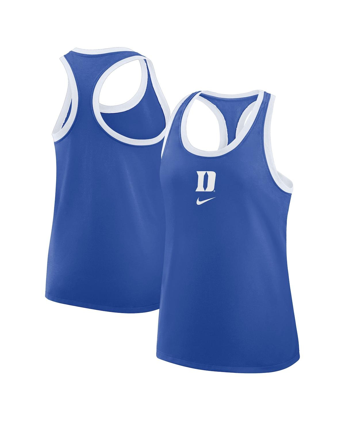 Nike Royal Duke Blue Devils Primetime Tri-blend Racerback Tank Top In Blue