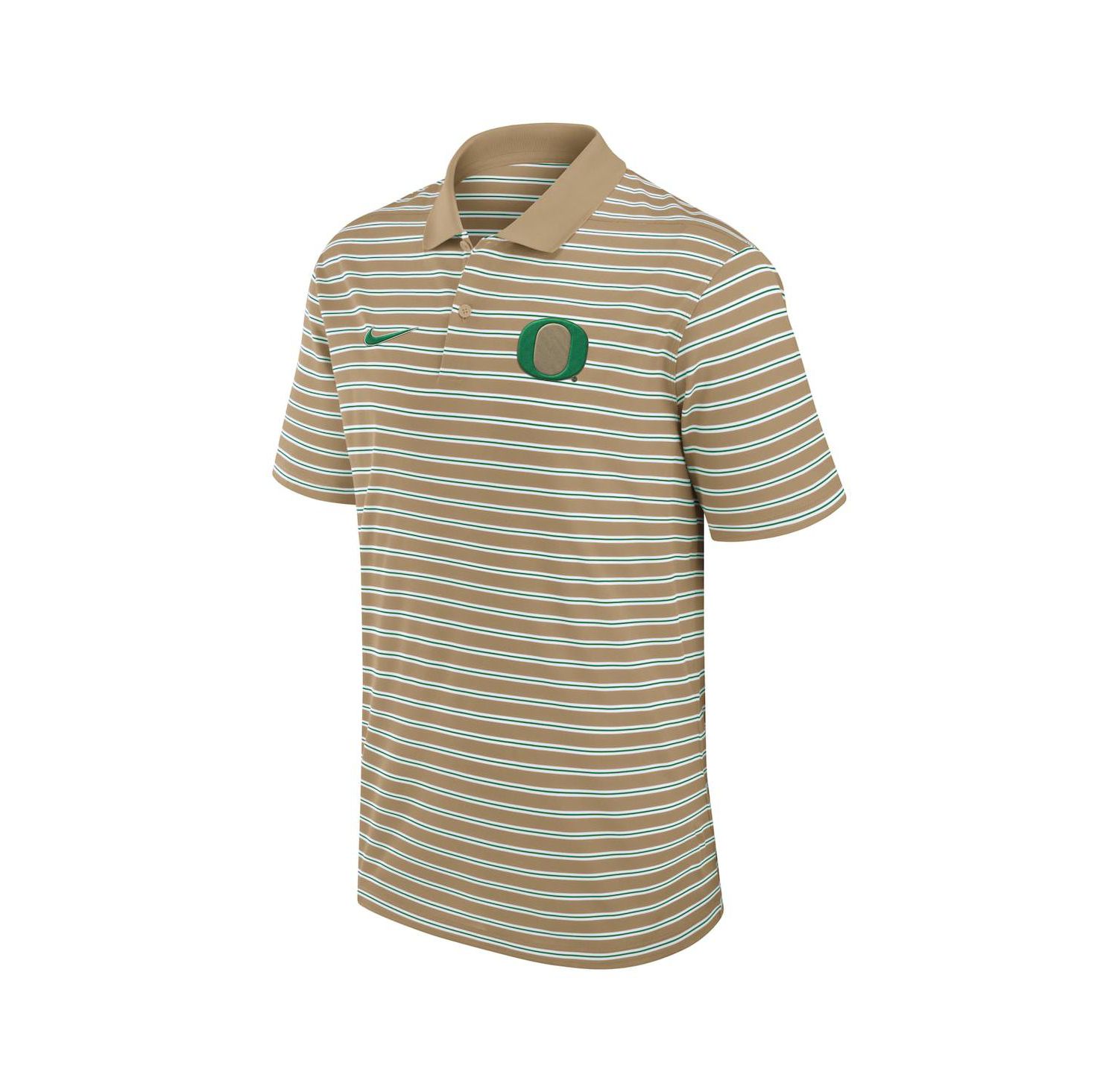 Men's Tan Oregon Ducks Athletic Prep Striped Performance Polo Shirt