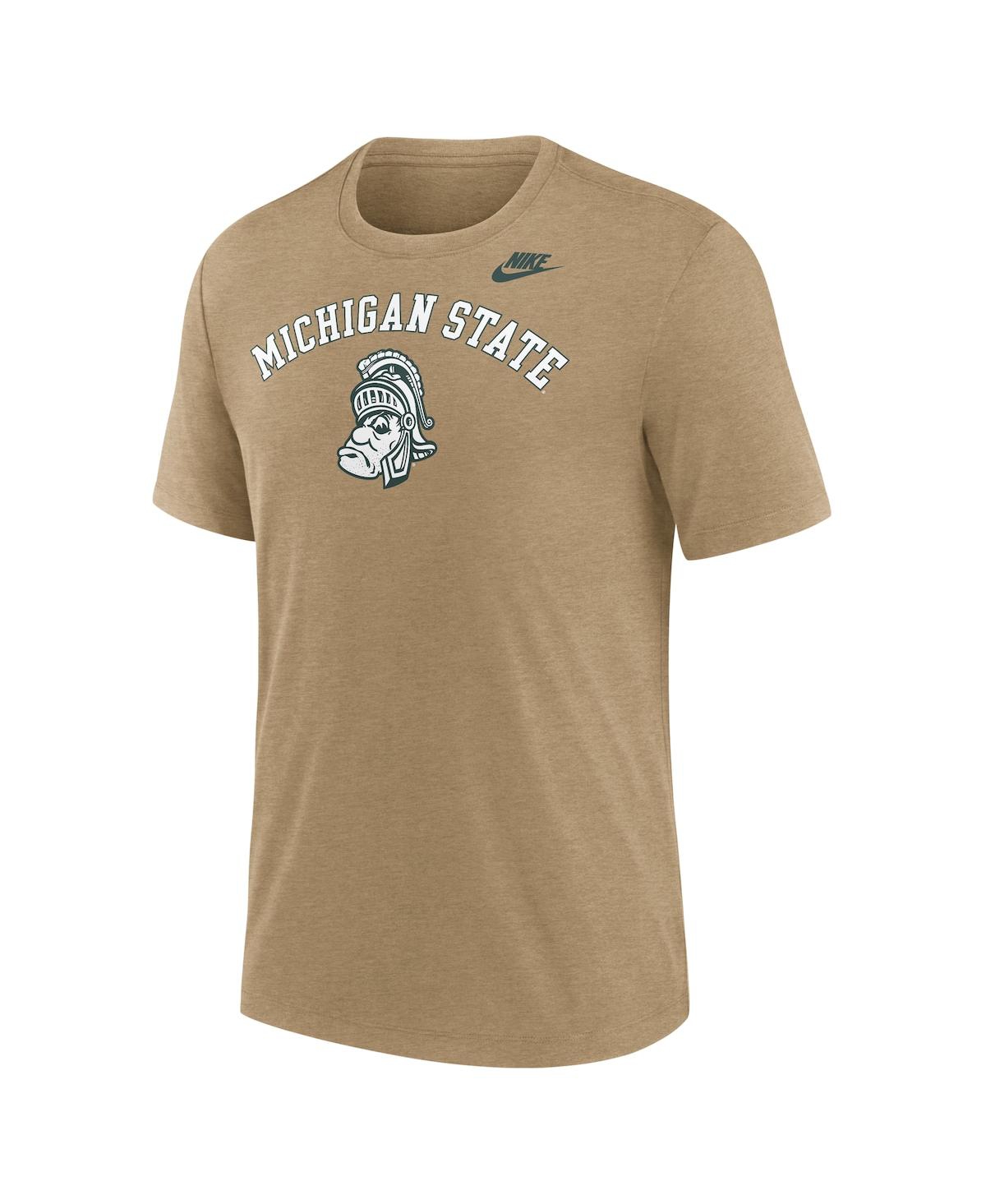 Nike Men's Heather Light Brown Michigan State Spartans Legacy Arch Tri-blend T-shirt In Brown