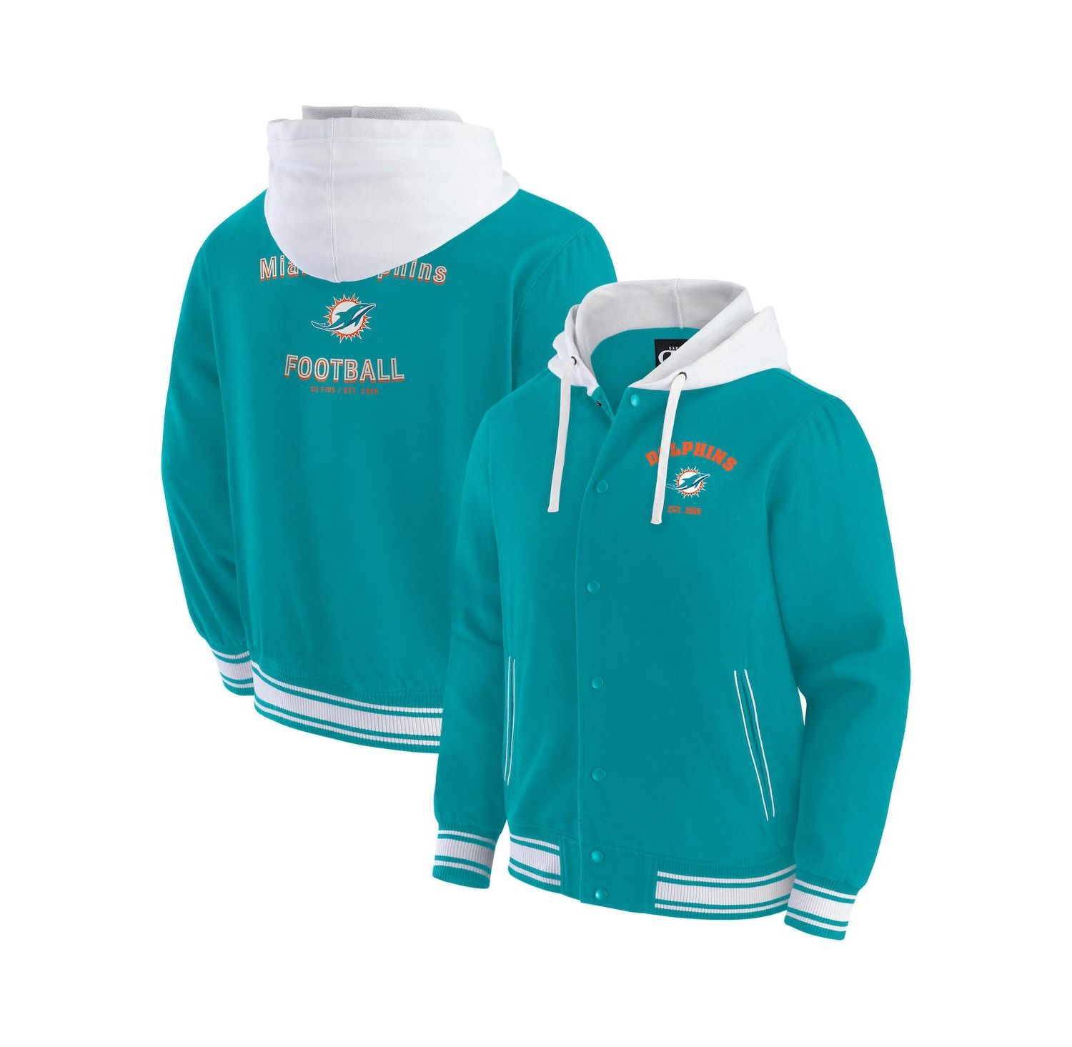 Darius Rucker Collection by Men's Aqua Miami Dolphins Full-Snap Hoodie Jacket