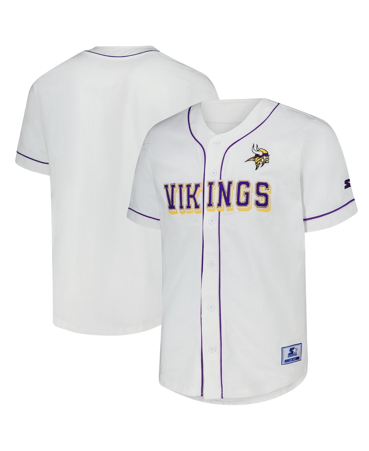 Men's White Minnesota Vikings Relay Full-Button Baseball Jersey - White