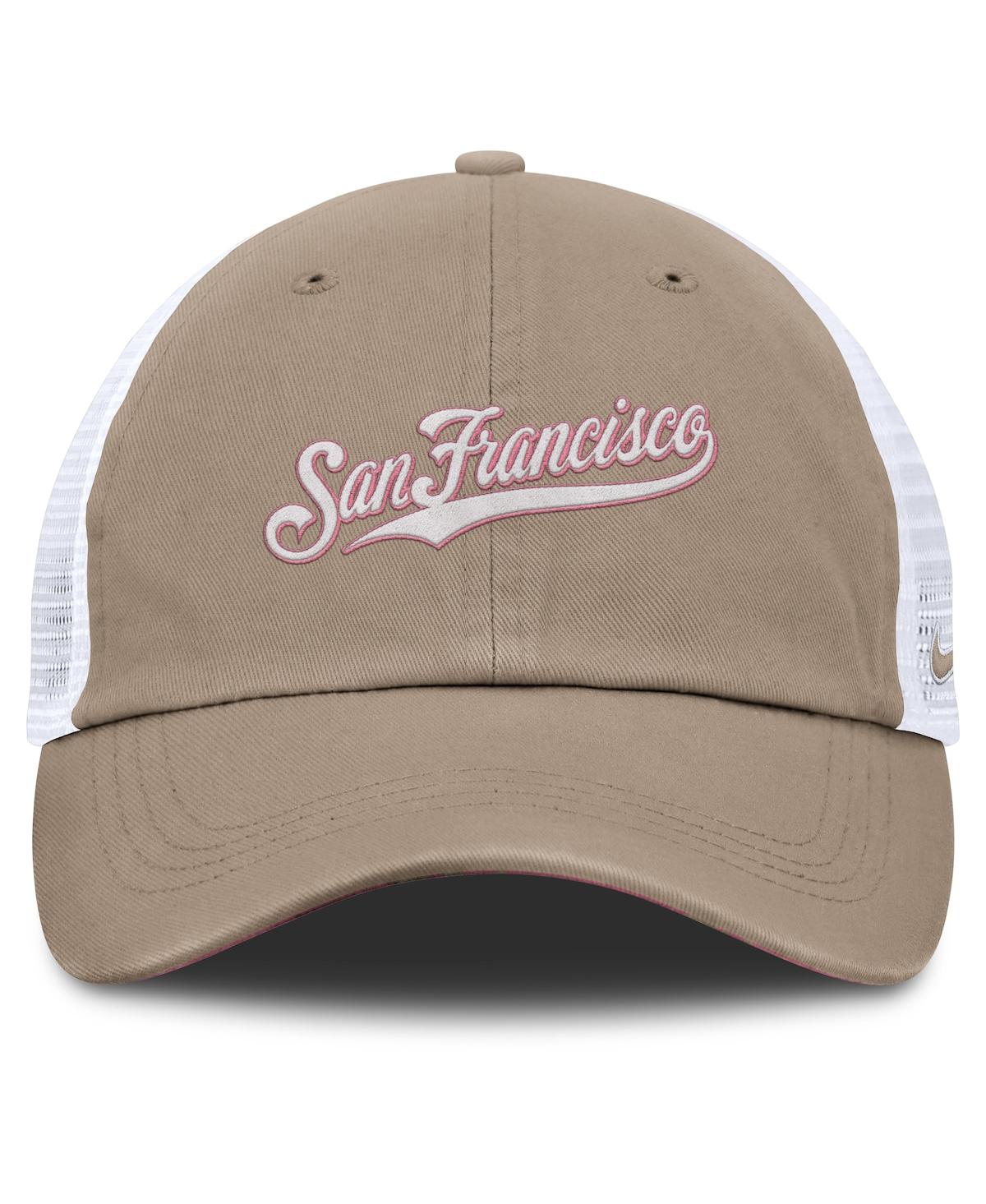 Nike Men's And Women's Khaki/white San Francisco Giants Club Trucker Adjustable Hat