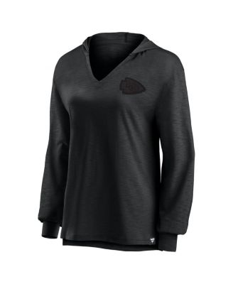 Women's Kansas City Chiefs Blackout Slub Hoodie V-Neck Long Sleeve Sweatshirt