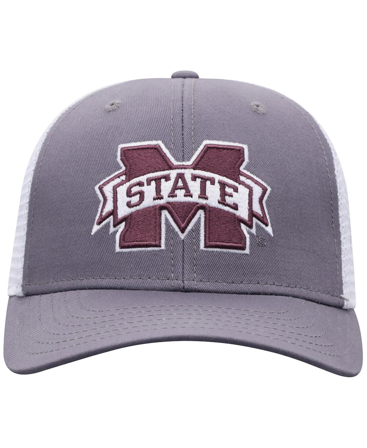 Top Of The World Men's Gray/white Mississippi State Bulldogs Victory Baseline Trucker Adjustable Hat
