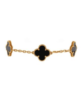 Vintage Alhambra 5 Motifs Bracelet 18K Gold and Onyx