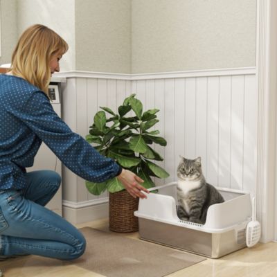 Stainless Steel Litter Box, Enclosed Cat Litter Box, Light