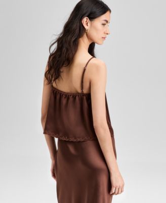 Women's Embroidered Scallop-Trim Camisole Top