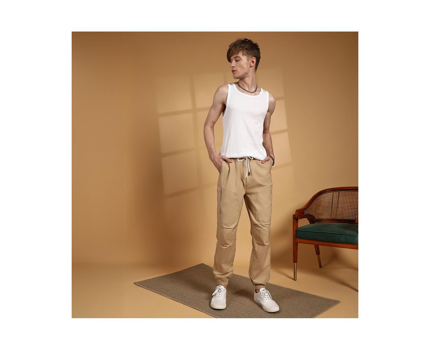 Men's Khaki Brown Parachute Utility Trousers