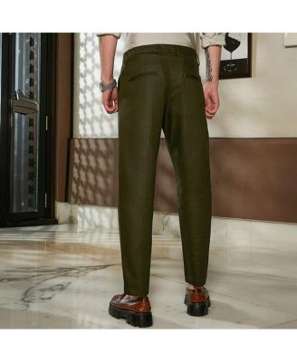 Men's Juniper Green Striped Tailored Trousers