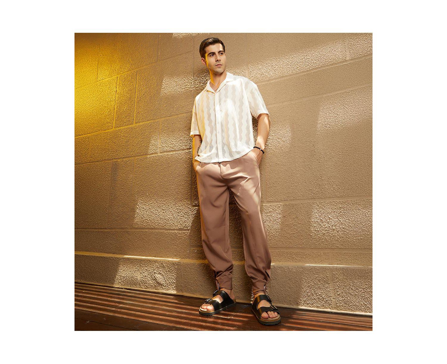 Men's Tan Brown Panelled Gurkha Trousers