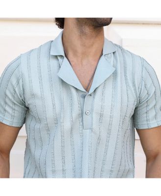 Men's Mint Green Wicker-Tactile Polo T-Shirt