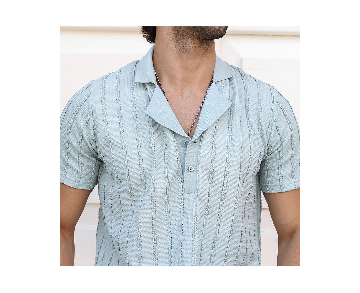 Men's Mint Green Wicker-Tactile Polo T-Shirt