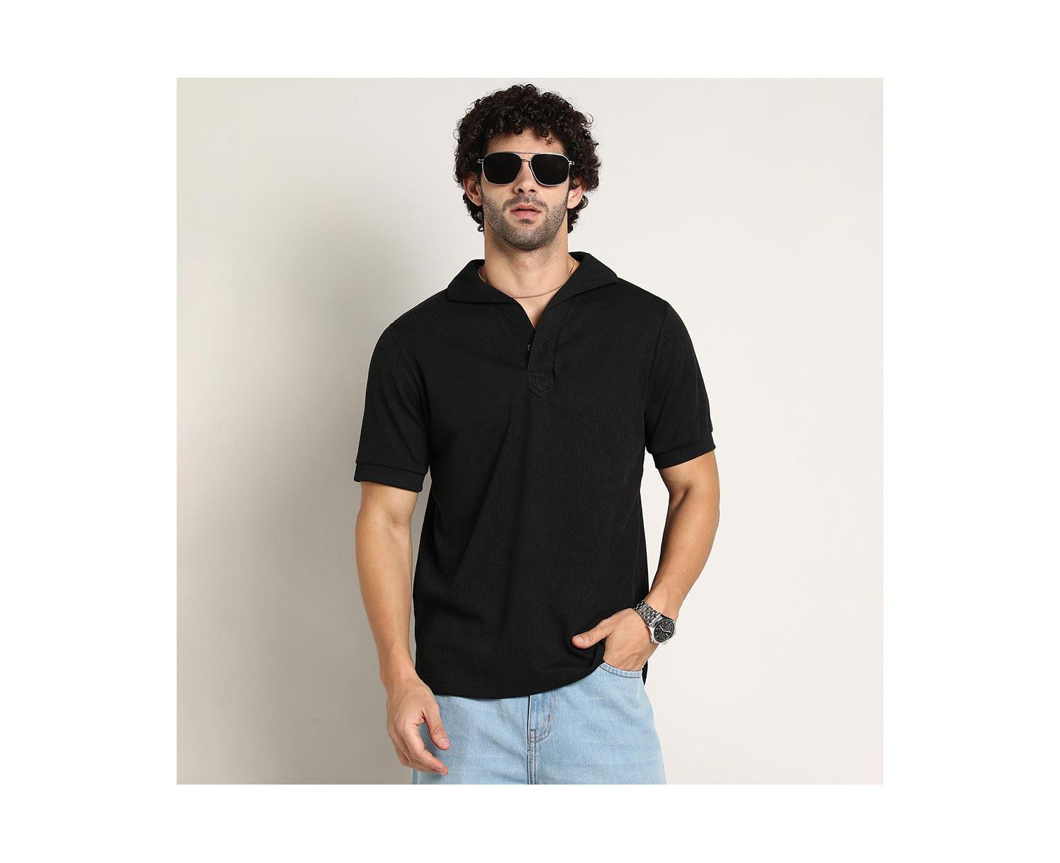 Men's Onyx Black Tactitle Spread-Polo T-Shirt