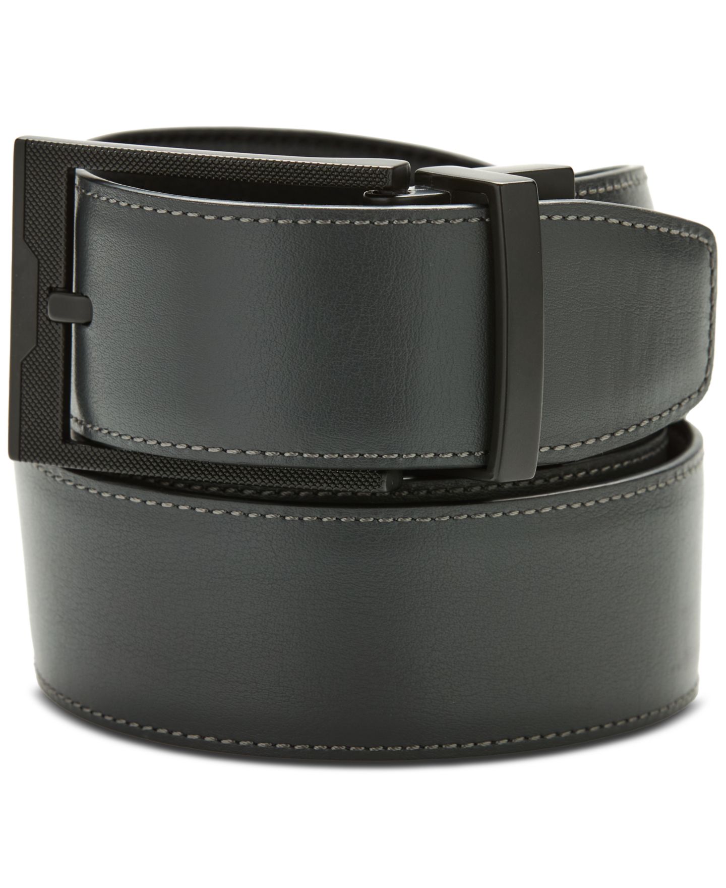 Мужской ремень Perry Ellis Portfolio Black Leather Stanely Belt, цвет: Oxford — фото 2