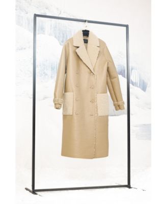 Women's Sherpa And Faux Leather Coat