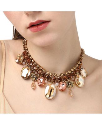 -Plated Crystal Statement Necklace