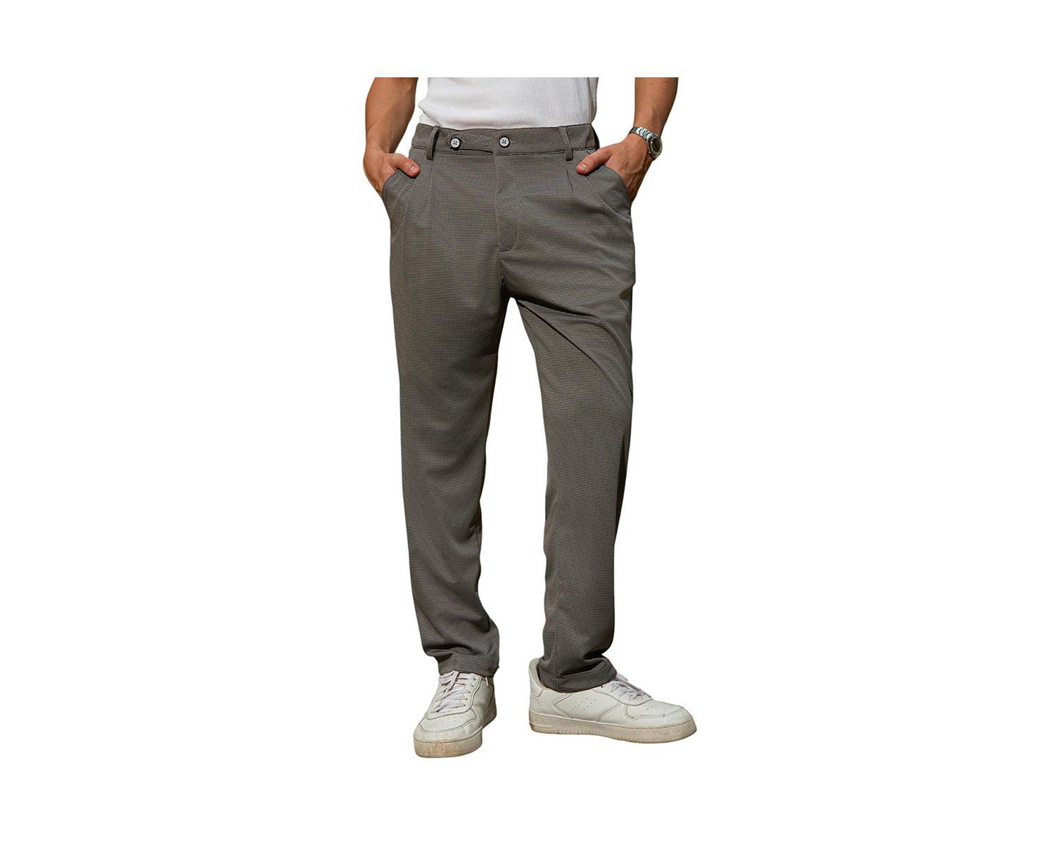 Men's Ash Grey Micro-Check Chino Trousers