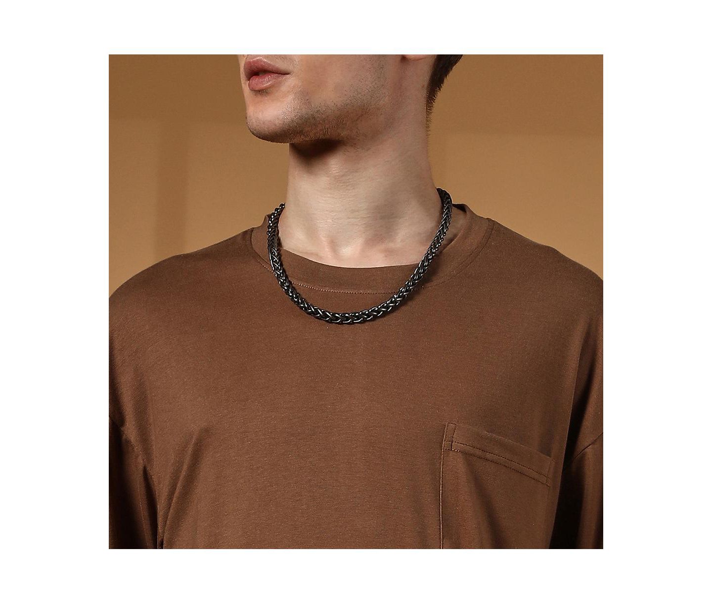 Мужская футболка Cahoot Campus Sutra Chocolate Brown Solid Oversized, цвет: Коричневый — фото 7