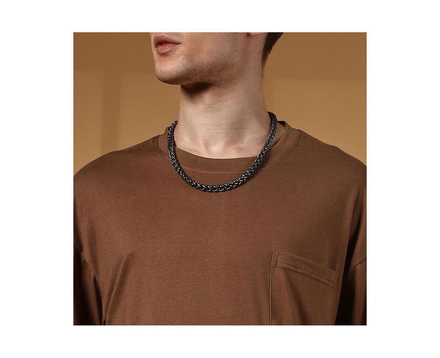 Men's Chocolate Brown Solid Oversized T-Shirt
