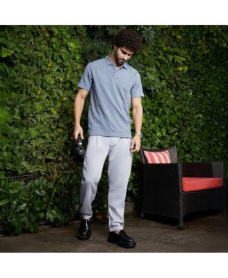 Men's Powder Blue Veined-Tactile Polo T-Shirt