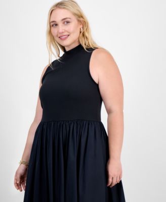 Trendy Plus Solid Mock-Neck Sleeveless Midi Dress, Macy's Exclusive