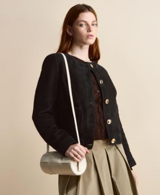 Women's Woven Leather Barrel Bag, Created for Macy's